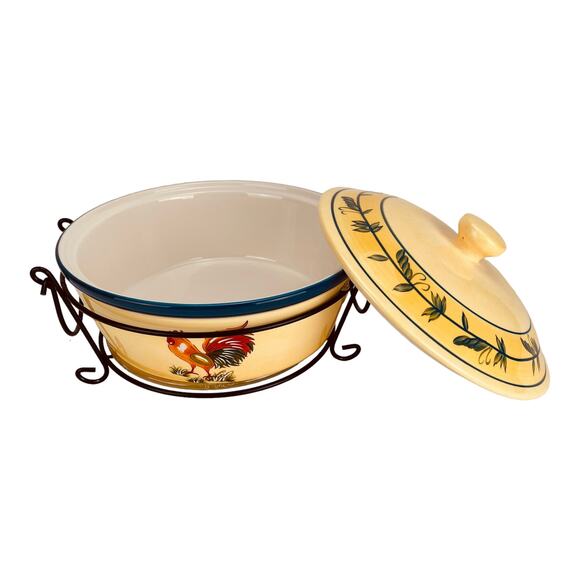 Vintg Temp-Tations Ovenware by Tara-Rooster 2qt. Casserole(Rare Patttern) - Picture 3 of 5